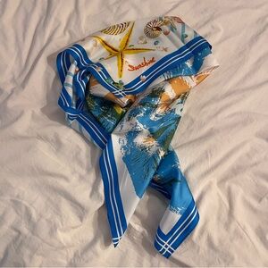 Silk printed square scarf beach sunshine